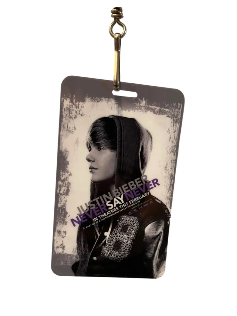 Authentic Justin Bieber Never Say Never Laminate Lanyard + Glow Stick Concert